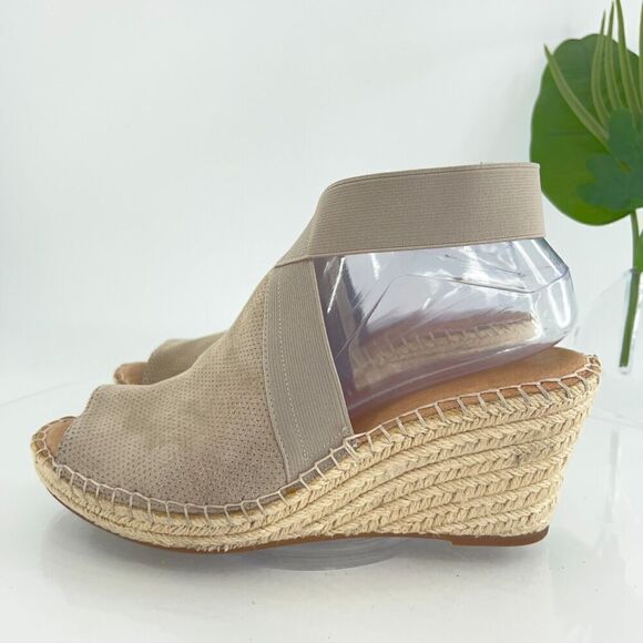 Gentle Souls Women's Colleen Sandals 10 Espadrille Wedge Cross Strap Tan Suede - Picture 5 of 15